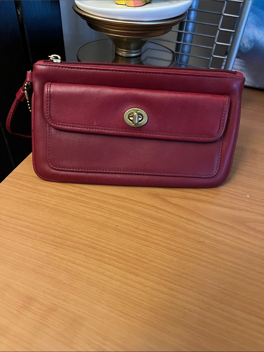 Coach Legacy Leather Wristlet in Burgundy NWOT
